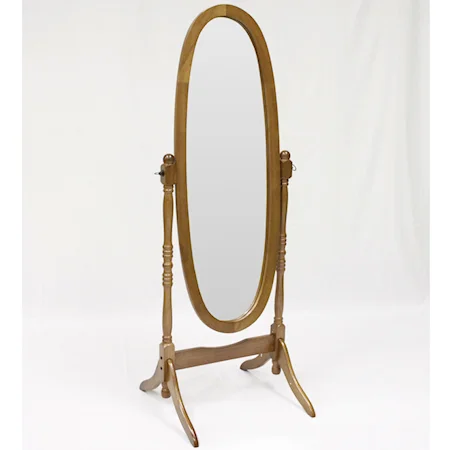 Oak Finish Cheval Floor Mirror